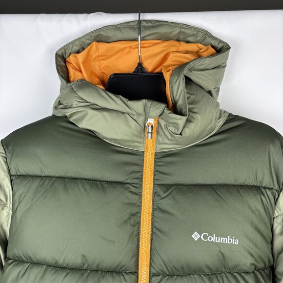 Youth XL Pike Lake II Green Orange Full Zip Puffer Long Sleeve Hooded Jacket - Picture 2 of 15